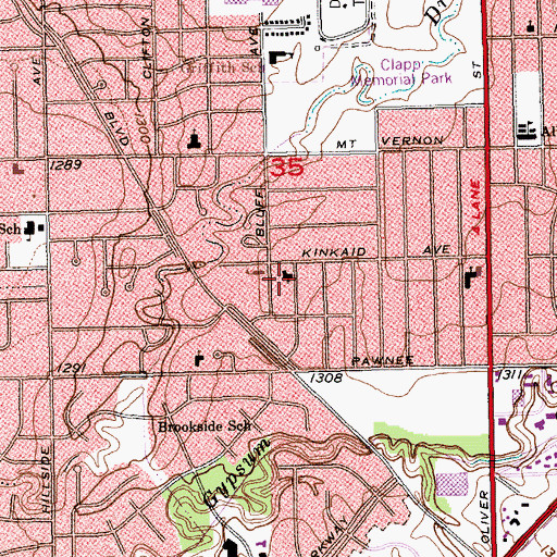 Topographic Map of Unity Missionary Baptist Church, KS