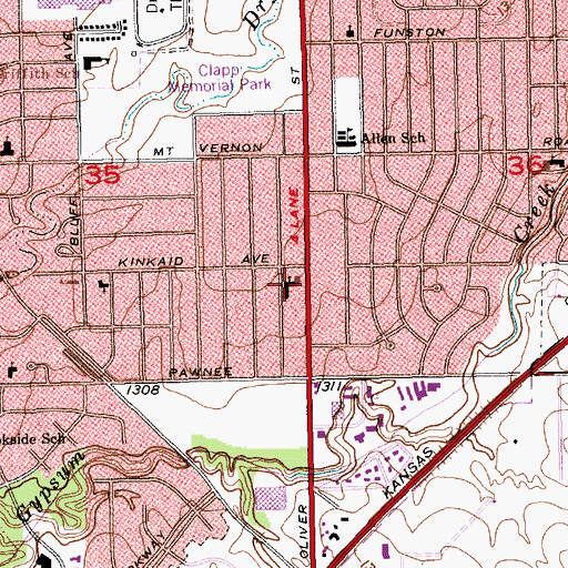 Topographic Map of Sharon Baptist Church, KS