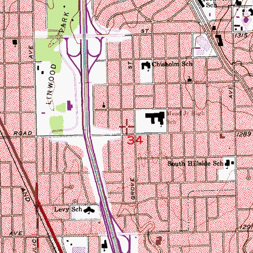 Topographic Map of Southside Baptist Church, KS