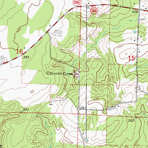 Topographic Map of Corinth Cemetery, AR