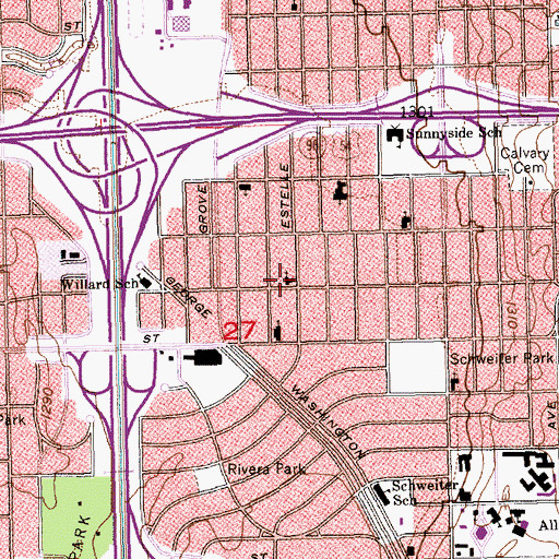 Topographic Map of Sunnyside Baptist Church, KS