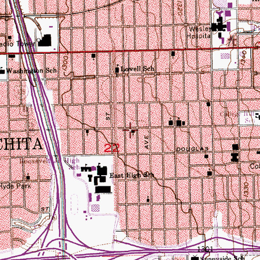 Topographic Map of Community Baptist Church, KS