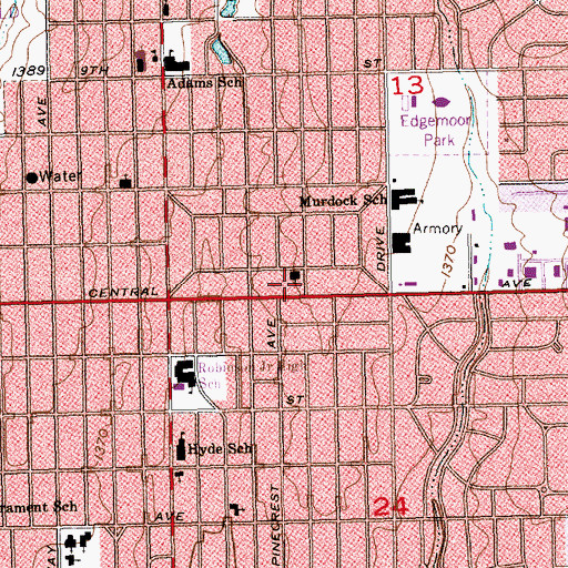 Topographic Map of Old Manor Baptist Church, KS