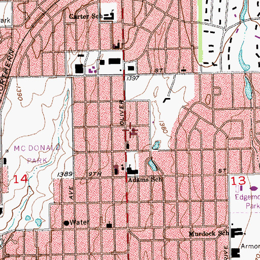 Topographic Map of First Bible Baptist Church, KS