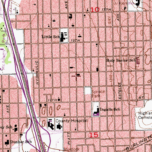 Topographic Map of Saint James Missionary Baptist Church, KS