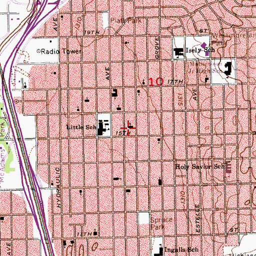 Topographic Map of New Jerusalem Baptist Church, KS