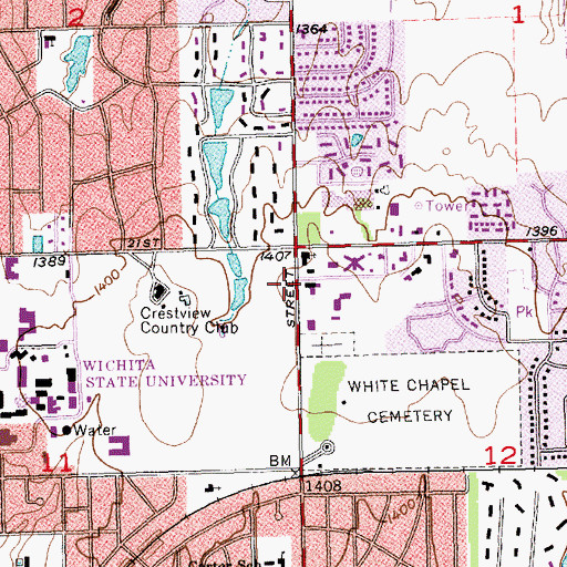 Topographic Map of University Baptist Church, KS