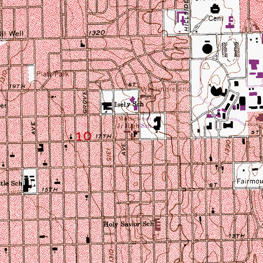 Topographic Map of Tabernacle Baptist Church, KS