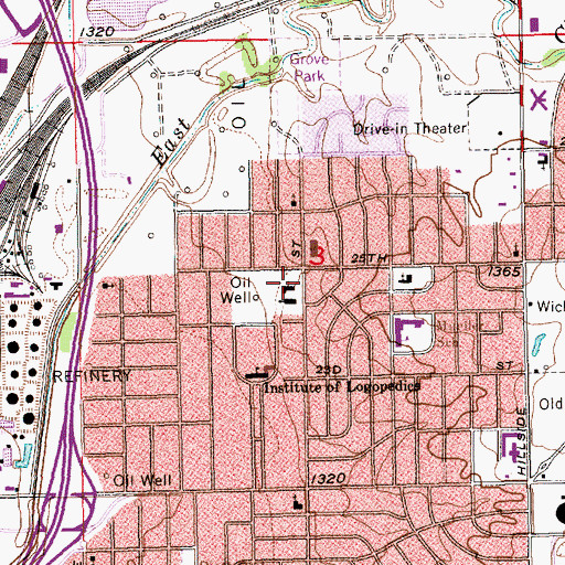 Topographic Map of Strangers Rest Baptist Church, KS
