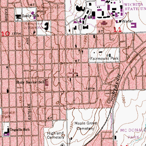 Topographic Map of Christs Anglican Church, KS