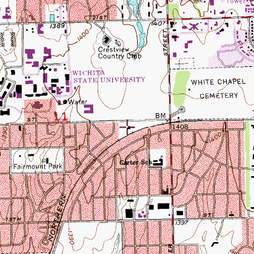 Topographic Map of Paradise Baptist Church, KS