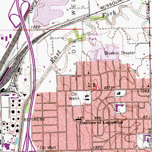 Topographic Map of Seventeenth Street Baptist Church, KS