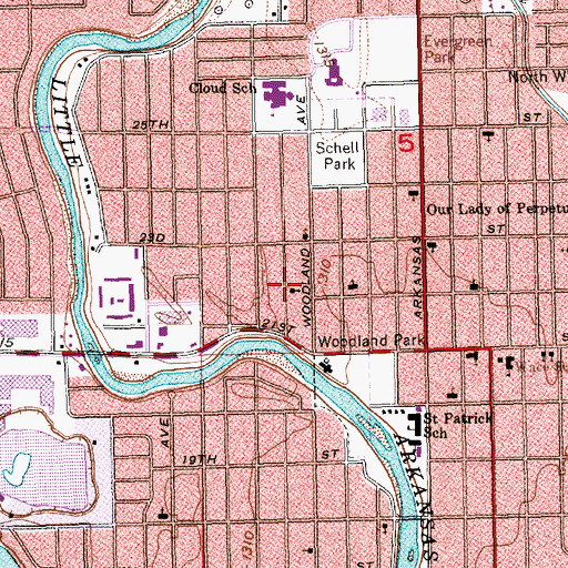 Topographic Map of Bethany Baptist Church, KS