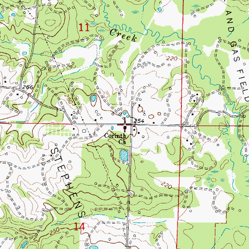Topographic Map of Corinth Church, AR