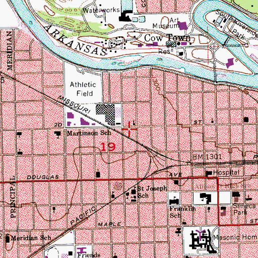 Topographic Map of First General Baptist Church, KS