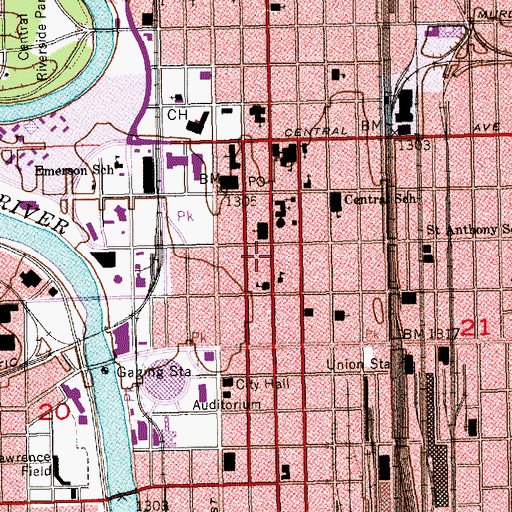 Topographic Map of First Baptist Church, KS