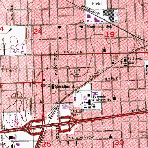 Topographic Map of Westside Free Will Baptist Church, KS