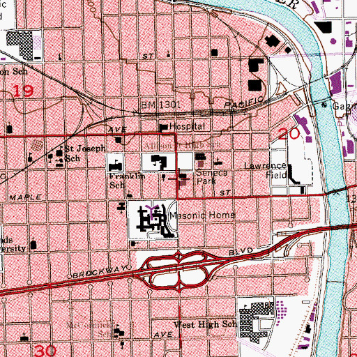 Topographic Map of West Side Baptist Church, KS