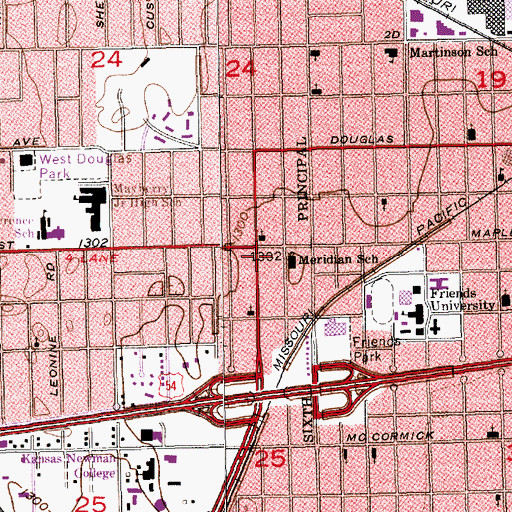 Topographic Map of Allerton Baptist Church, KS