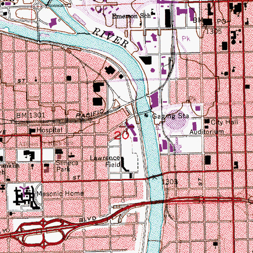 Topographic Map of Metropolitan Baptist Church, KS