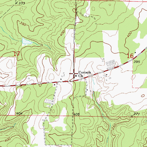 Topographic Map of Corinth Church, AR