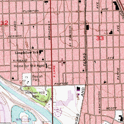 Topographic Map of Mid - Continent Baptist Church, KS