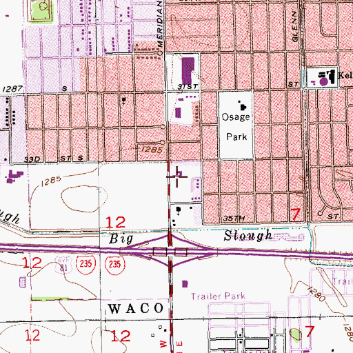 Topographic Map of Parkview Baptist Church, KS