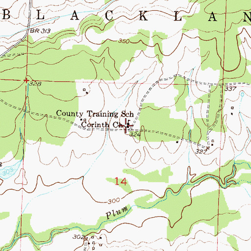 Topographic Map of Corinth Church, AR