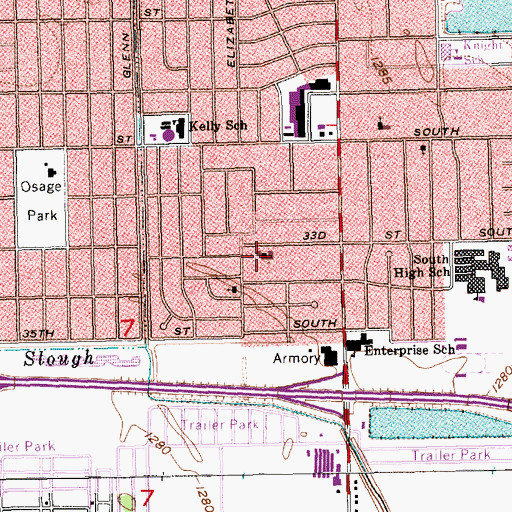Topographic Map of Faith Baptist Church, KS