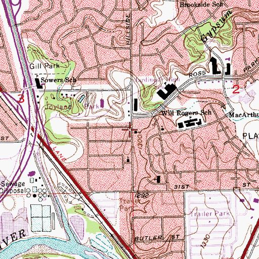 Topographic Map of Trinity Assembly of God Church, KS