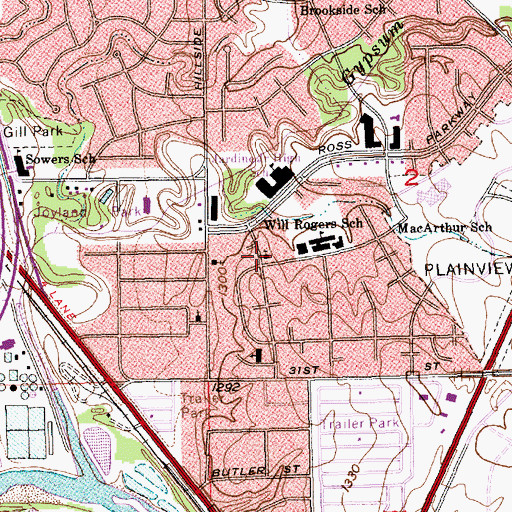Topographic Map of Plainview Baptist Church, KS