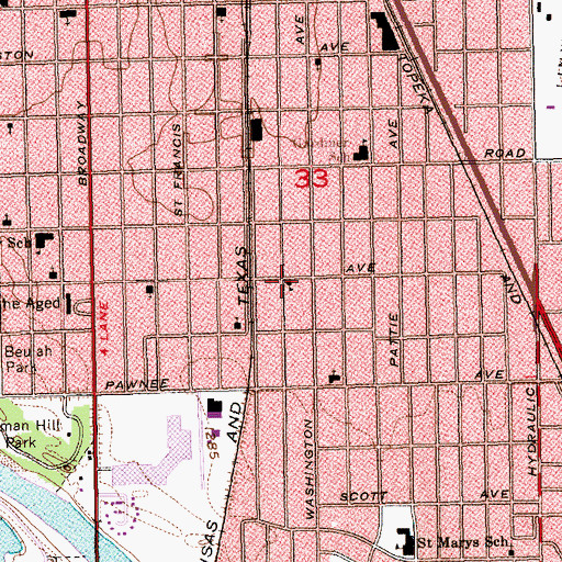 Topographic Map of Fellowship Missionary Baptist Church, KS
