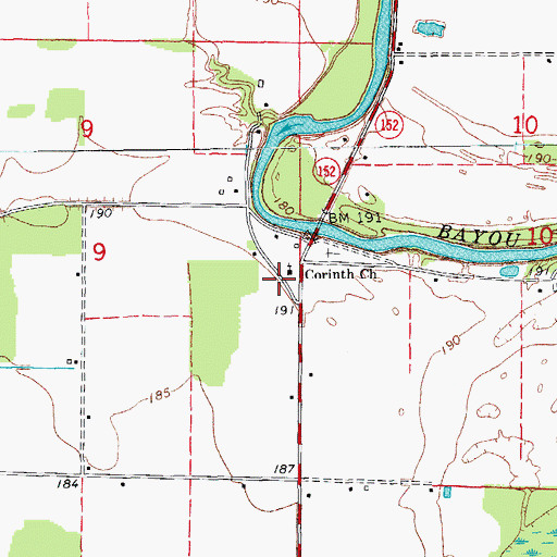 Topographic Map of Corinth Church, AR