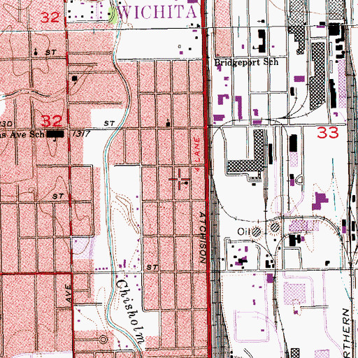 Topographic Map of Bridgeport Missionary Baptist Church, KS