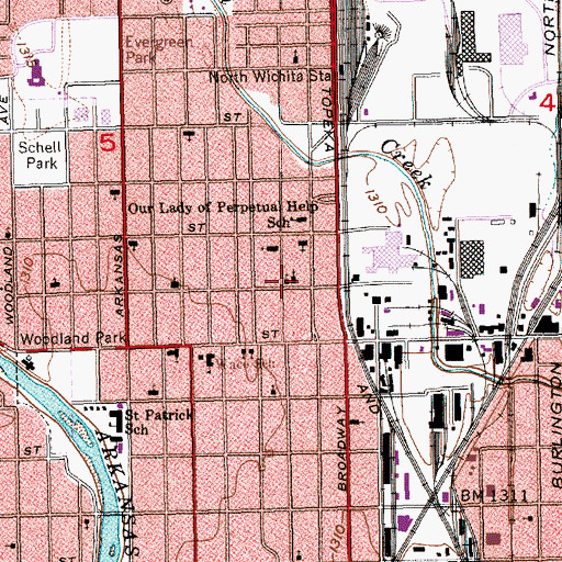 Topographic Map of First Mexican Baptist Church, KS