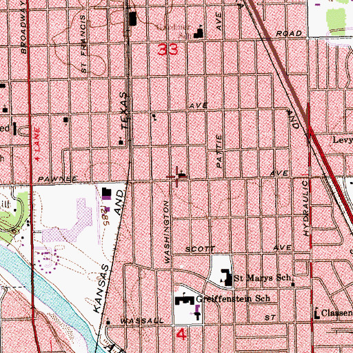 Topographic Map of Trinity Baptist Church, KS