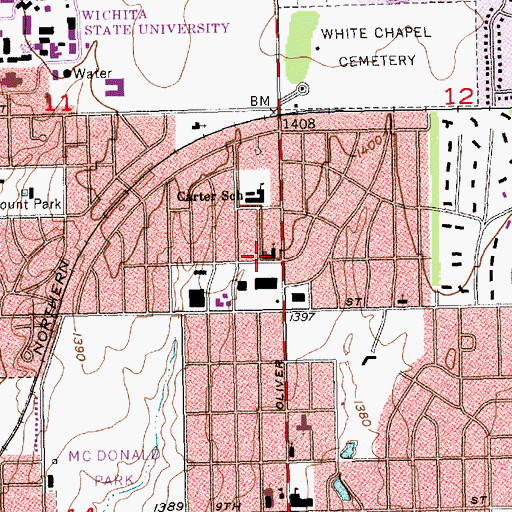 Topographic Map of Christ the King Lutheran Church, KS