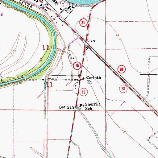 Topographic Map of Corinth Church, AR