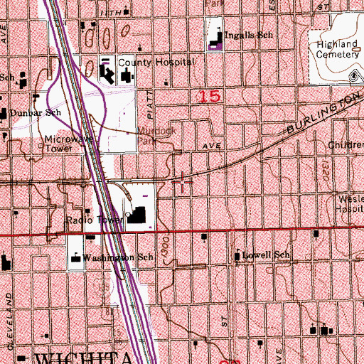 Topographic Map of Central Congregation Jehovahs Witnesses, KS