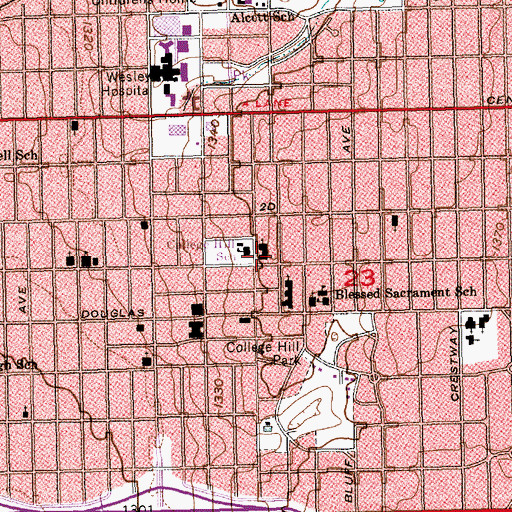 Topographic Map of Plymouth Congregational Church, KS