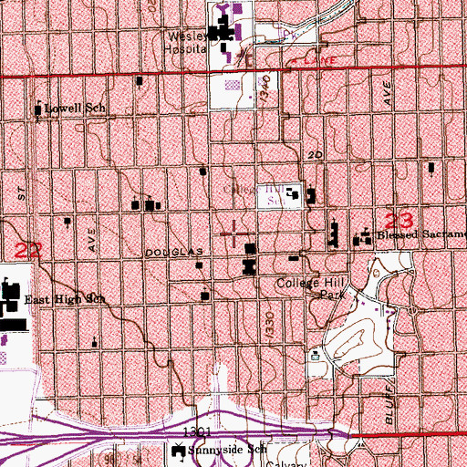 Topographic Map of Christian Community of Wichita, KS