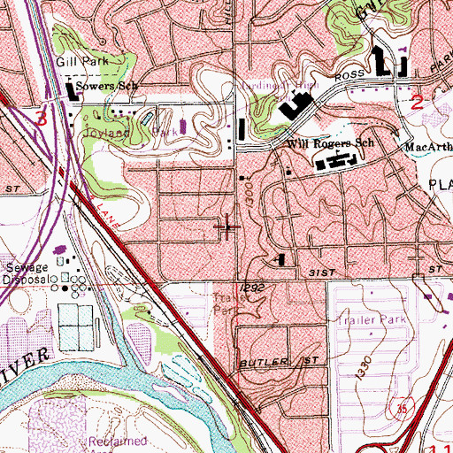 Topographic Map of Full Gospel Chapel, KS