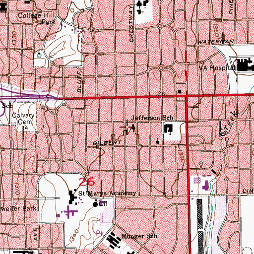 Topographic Map of Crestway Free Methodist Church, KS