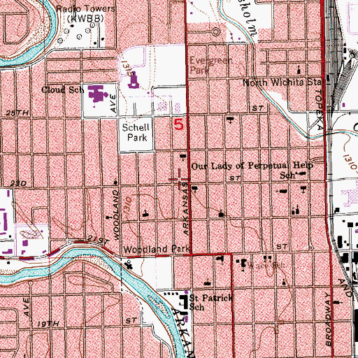 Topographic Map of Gospel Lighthouse Pentecostal Church, KS