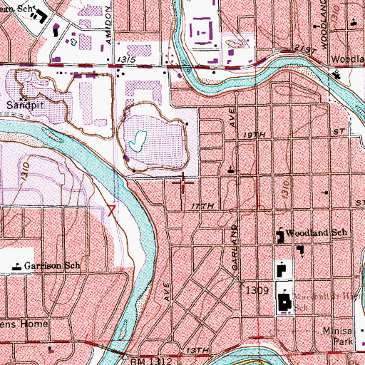 Topographic Map of Riverside Free Methodist Church, KS