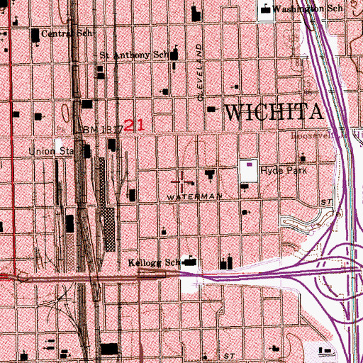 Topographic Map of Hyde Park Congregation Jehovahs Witnesses, KS