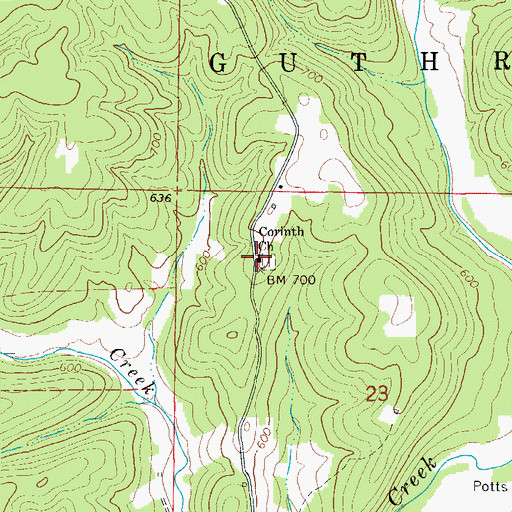 Topographic Map of Corinth Church, AR
