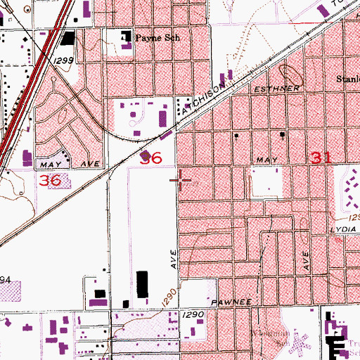 Topographic Map of Cornerstone Pentecostal Holiness Church, KS
