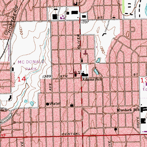 Topographic Map of Saint Marks Church of God in Christ, KS