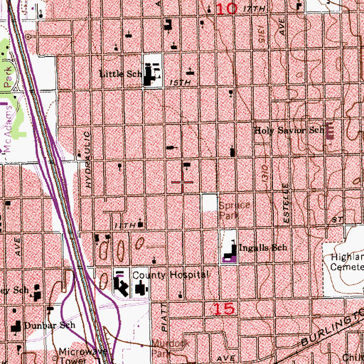 Topographic Map of Trinity Temple Church of God in Christ, KS